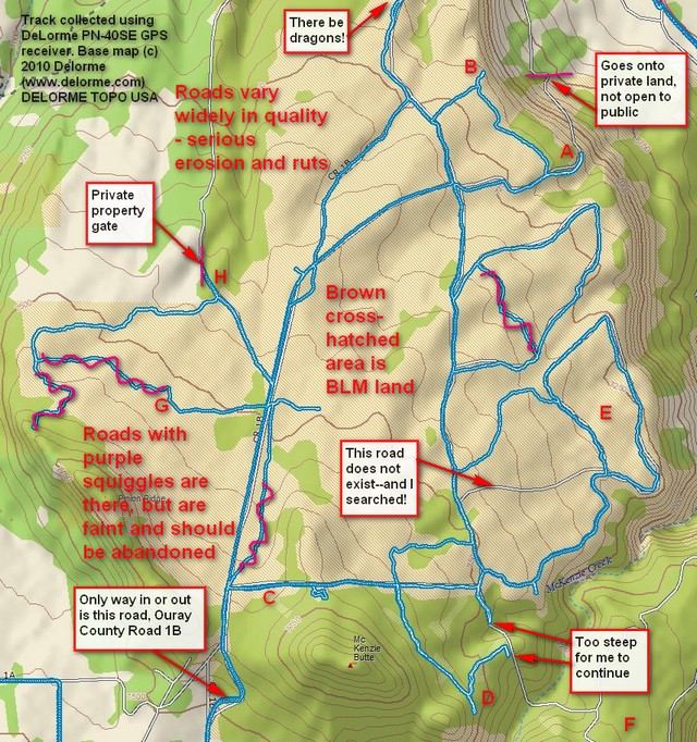 GPS map of Pinion Ridge / McKenzie Butte